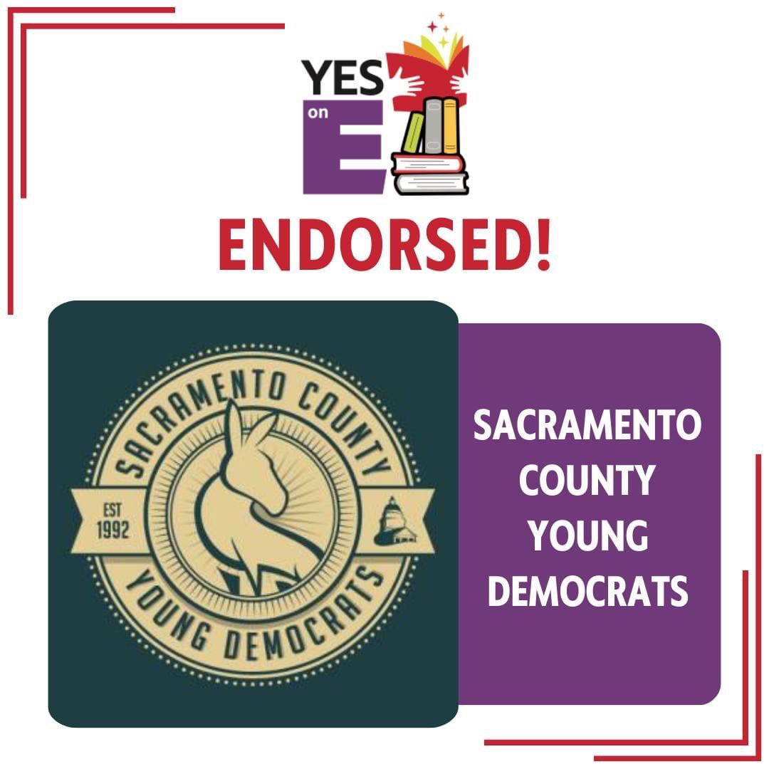 Thank you <a href="/sacyoungdems/">Sacramento County Young Democrats</a> for endorsing Measure E! SCYD knows the important role that libraries play in our communities, and wants to see them continue to thrive by passing Measure E! #LibrariesAreForEveryone