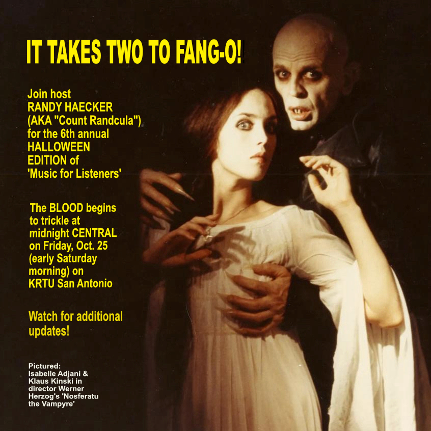 Prime Mover Media (@primemovermedia) on Twitter photo PMM's own #RandyHaecker returns to <a href="/KRTUindie/">KRTU Indie Overnight</a> this Friday night for his annual 🎃HALLOWEEN🎃 radio broadcast. The 3-HOUR 💀spookstravaganza💀 will also be available for FREE streaming starting Saturday at musicforlisteners.com.
#Halloween2024 #halloweenmusic #indieradio PMM's own #RandyHaecker returns to <a href="/KRTUindie/">KRTU Indie Overnight</a> this Friday night for his annual 🎃HALLOWEEN🎃 radio broadcast. The 3-HOUR 💀spookstravaganza💀 will also be available for FREE streaming starting Saturday at musicforlisteners.com.
#Halloween2024 #halloweenmusic #indieradio