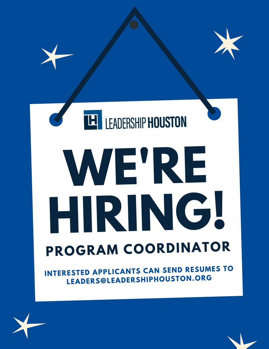 Leadership Houston (@leadershiphoust) on Twitter photo WE'RE HIRING! #LeadershipHouston is seeking a dynamic Program Coordinator to join our team. Interested candidates can send resumes to leaders@leadershiphouston.org. Job Description: leadershiphouston.org/program-coordi… #ProgramCoordinator #hiring #nonprofit #events WE'RE HIRING! #LeadershipHouston is seeking a dynamic Program Coordinator to join our team. Interested candidates can send resumes to leaders@leadershiphouston.org. Job Description: leadershiphouston.org/program-coordi… #ProgramCoordinator #hiring #nonprofit #events