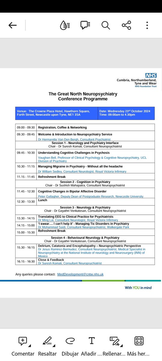 #Delirium #Catatonia #Encephalopathy That's my topic at the Great North #Neuropsychiatry Conference