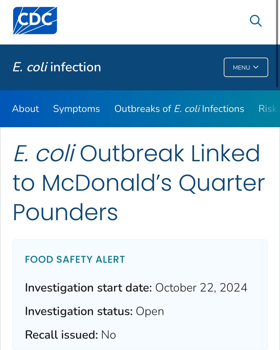 cox_jocelynn's tweet photo. #ecoli  outbreak linked to #McDonald's quarter pounders.
Is it just a coincidence that #Trump worked at McDonald's recently? https://t.co/Un9q4UasHC