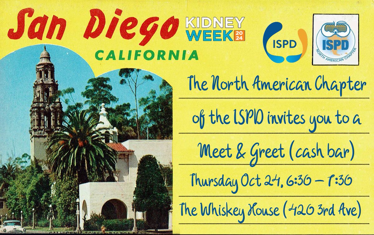 Int. Soc. of Peritoneal Dialysis North America Ch. (@ispd_nac) on Twitter photo 📣We invite members of our society working in the North America and Caribbean Region to an informal Meet n Greet at #KidneyWk 2024
⭐️You can bring alomg other PD enthusiasts, including colleagues
and/or ISPD members <a href="/ISPD1/">Int. Soc. for Peritoneal Dialysis</a> 📣We invite members of our society working in the North America and Caribbean Region to an informal Meet n Greet at #KidneyWk 2024
⭐️You can bring alomg other PD enthusiasts, including colleagues
and/or ISPD members <a href="/ISPD1/">Int. Soc. for Peritoneal Dialysis</a>