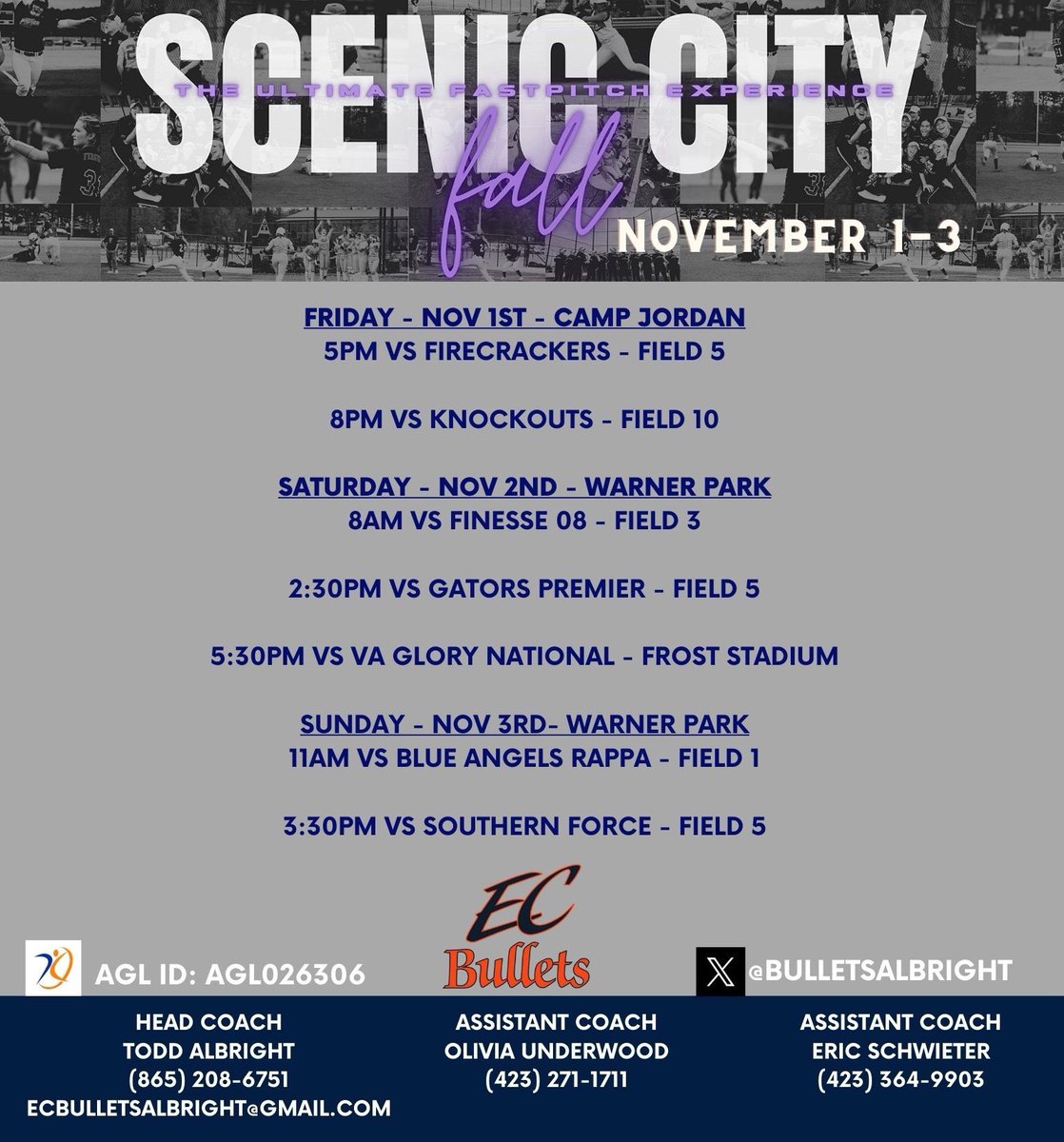 Can't wait for the first tournament of the fall with <a href="/BulletsAlbright/">EC Bullets - Albright</a> #sceniccity <a href="/ConnectSports_/">Connect Sports</a> <a href="/EastCobbBullets/">EC Bullets Fastpitch</a>