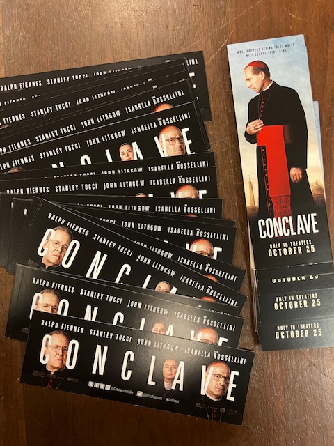 Come by and grab a free CONCLAVE bookmark courtesy of Focus Features! Conclave comes out on October 25. #Conclave <a href="/conclavethefilm/">Conclave</a>