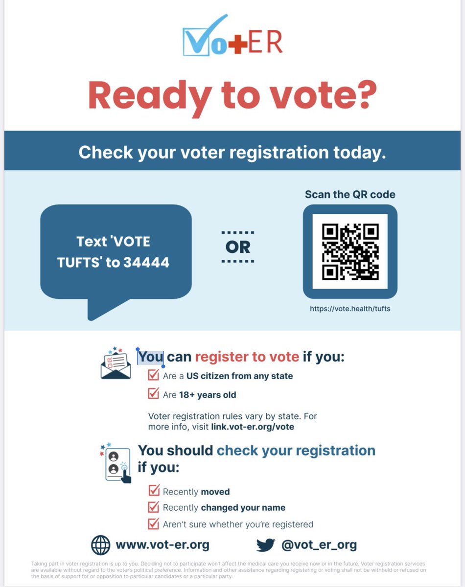 TUSM_AMA's tweet photo. It’s election season! Our chapter is working with Vot-ER, a nonpartisan organization that helps healthcare workers promote voter engagement, to make sure our communities are ready for this election season. 

visit https://t.co/UoRc7xav6F to learn more https://t.co/geuDRtSos7