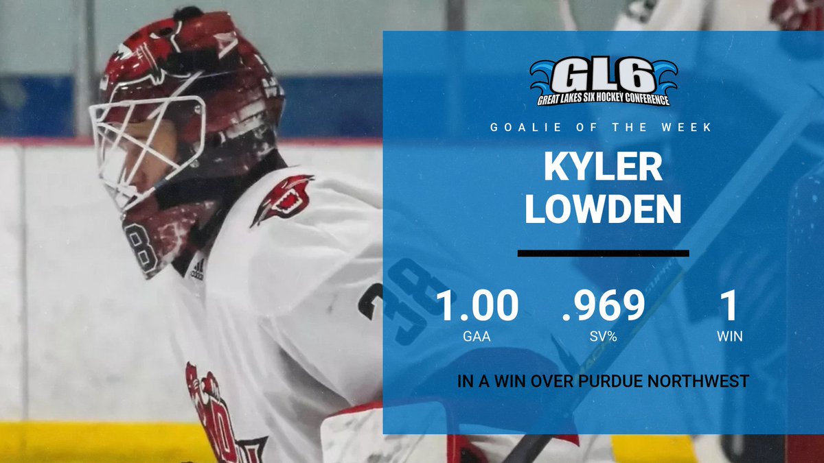 Congratulations to our GL6 Players of the Week!  

Forward: Dylan Gajewski (Adrian) 
Defenseman: Carson Wood (GVSU)  
Goalie: Kyler Lowden (Davenport)