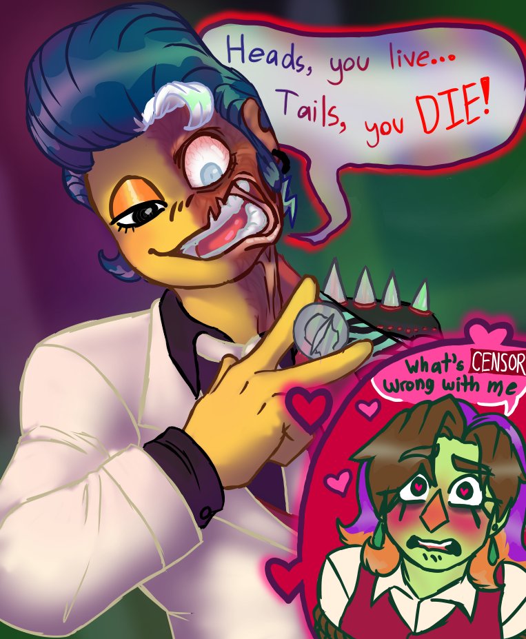 Au belongs to <a href="/lechenita/">Leche Nita</a>. his design is so dang good. 
#WelcomeHome #WallyDarling #twofaceau #oc #fanart