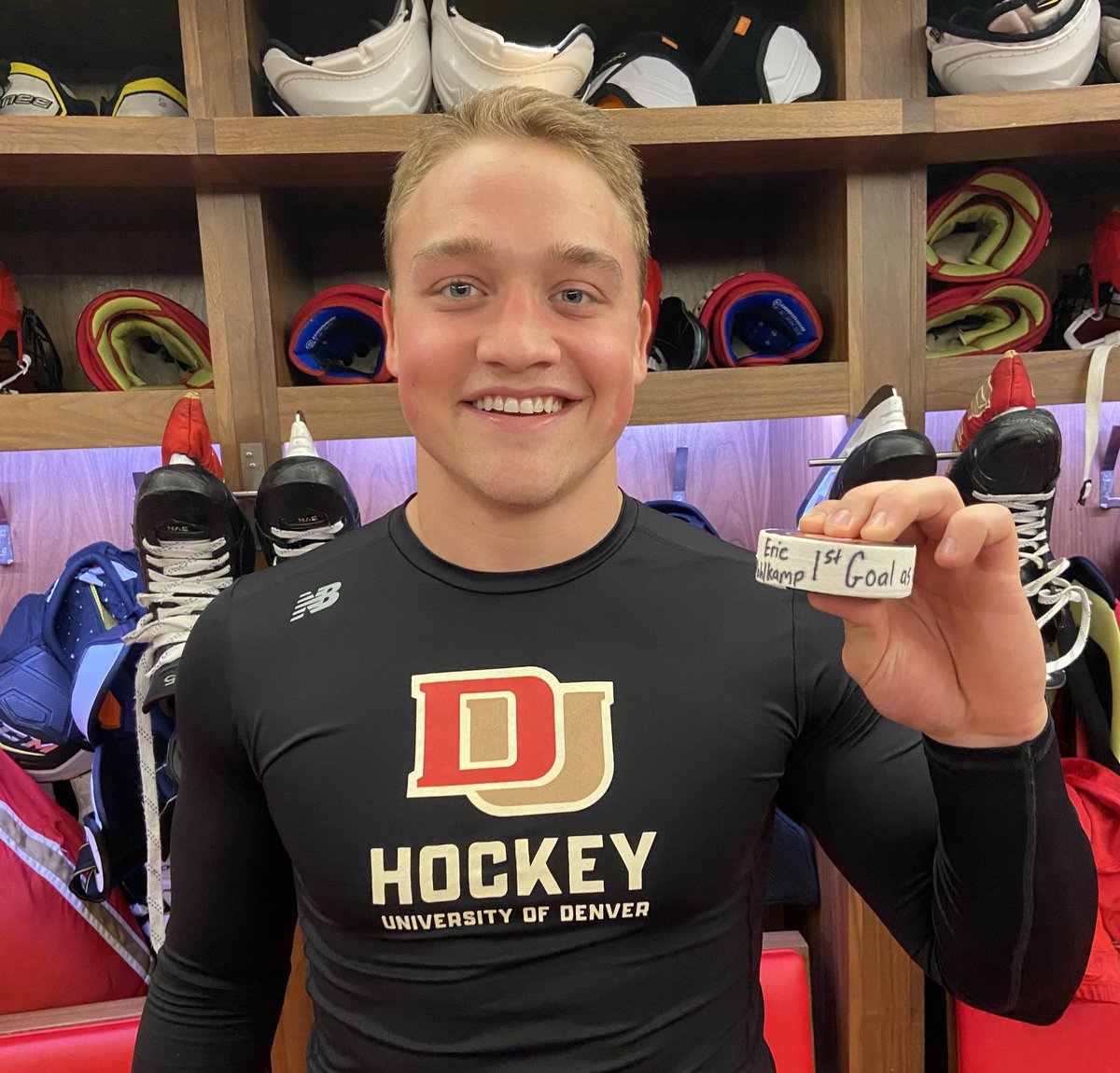 DU_Hockey's tweet photo. Congrats on your first goal as a Pioneer, Eric Pohlkamp!

#GoPios https://t.co/k7LXBmtyGX