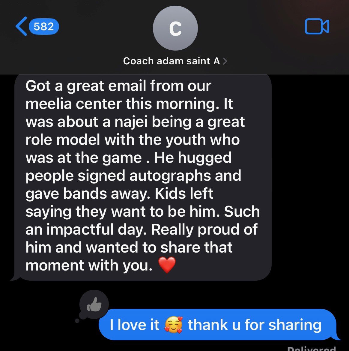 Be a role model! Text from my head coach to my mother! 🤍