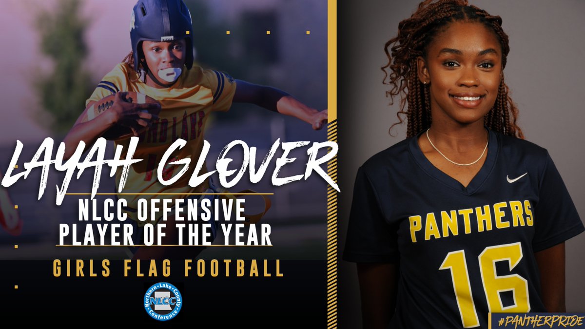 Congratulations LAYAH GLOVER!  NLCC FLAG FOOTBALL OFFENSIVE PLAYER OF THE YEAR!
36 Touchdowns
1,794 Receiving Yards
871 Rushing Yards
64 Flag Pulls
14 Interceptions
4 Passing TD's
230 Points
#WeAreRL #PantherPRIDE
#ThisIsHSFootball
<a href="/BearsOutreach/">Chicago Bears</a>
<a href="/Silva321FUTP60/">Gustavo Silva</a>