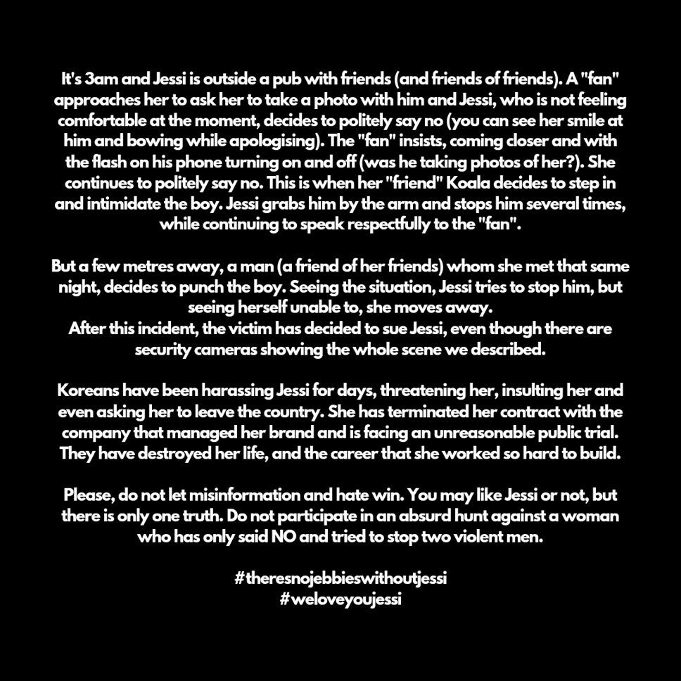 Jkstanner_07's tweet photo. Not BTS related but Jessi is suffering from mass hate like yoongi, she have left company for the situation and the sk people's are ruining her life. Please trend this and support her.
JUSTICE FOR JESSI
#justiceforjessi https://t.co/VAdt1c6dCx