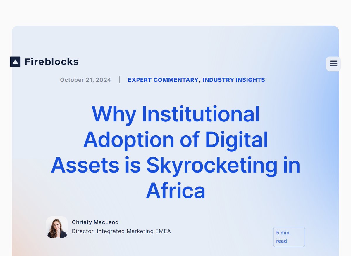 kengne steve (@steve_kengne) on Twitter photo #Did_You_Know
The synergy between retail and institutional investors is driving market evolution, making #Africa a unique and dynamic player in the digital asset space!
More details on <a href="/FireblocksHQ/">Fireblocks</a> Report #Did_You_Know
The synergy between retail and institutional investors is driving market evolution, making #Africa a unique and dynamic player in the digital asset space!
More details on <a href="/FireblocksHQ/">Fireblocks</a> Report