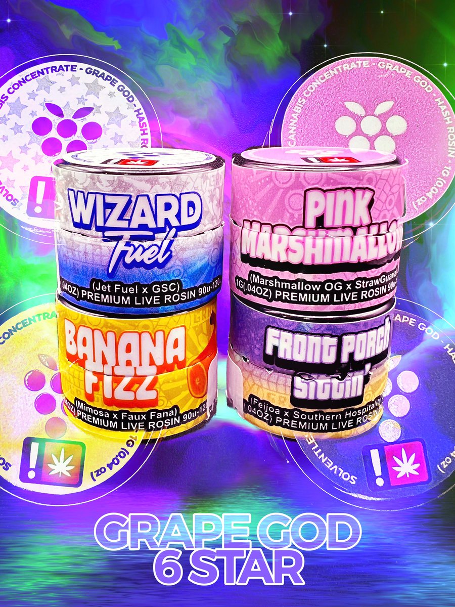 AmericannaRxFam's tweet image. 𝐆𝐫𝐚𝐩𝐞 𝐆𝐨𝐝 𝟔 𝐬𝐭𝐚𝐫 𝐡𝐚𝐬𝐡 𝐜𝐨𝐦𝐢𝐧𝐠 𝐢𝐧 𝐡𝐨𝐭 𝐰𝐢𝐭𝐡 𝐚 𝐟𝐫𝐞𝐬𝐡 𝐝𝐫𝐨𝐩 𝐨𝐟 𝐮𝐧𝐢𝐪𝐮𝐞 𝐭𝐞𝐫𝐩 𝐩𝐫𝐨𝐟𝐢𝐥𝐞𝐬!! 🍇🍇🍇
#grapegod #hash #6star #rosin #Mmemberville