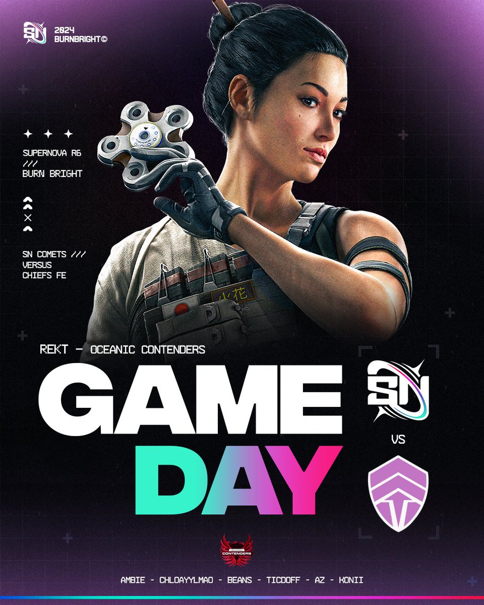 Supernova (@gg_supernova) on Twitter photo We're going live tonight for our match! Tune in as we take on <a href="/ChiefsESC/">The Chiefs</a> in another contenders match!
⏰ 7:15 PM AEDT | 4:15 AM EST
👇👇 Stream Links Below
#BurnBright💫| $N | #R6Esports We're going live tonight for our match! Tune in as we take on <a href="/ChiefsESC/">The Chiefs</a> in another contenders match!
⏰ 7:15 PM AEDT | 4:15 AM EST
👇👇 Stream Links Below
#BurnBright💫| $N | #R6Esports