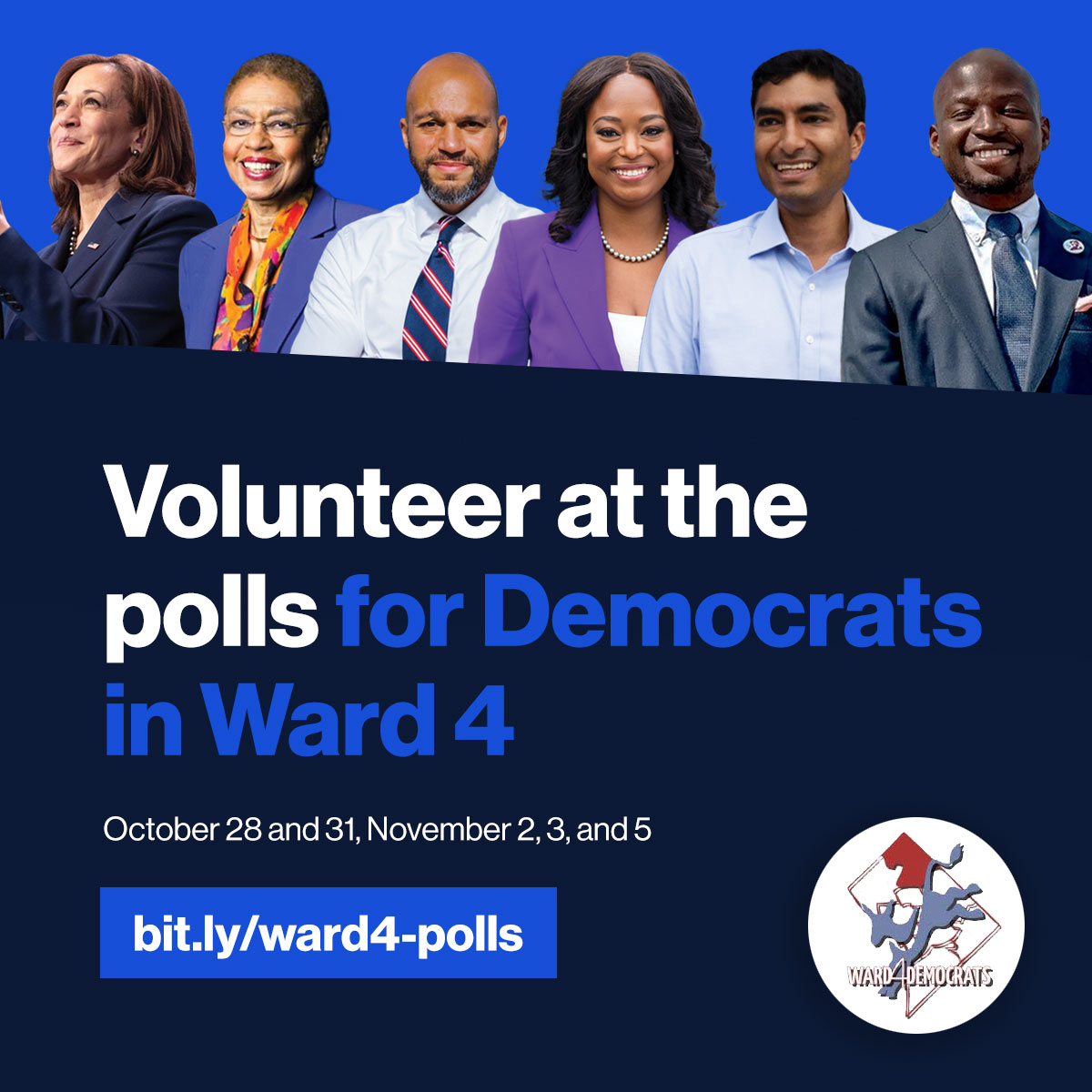 Early Voting centers open Monday, and here in Ward 4 more than 13,000 people will vote in-person early or on Election Day.

We want to connect with those voters on their way in to vote! Sign up for a volunteer shift during Early Voting or on Election Day: mobilize.us/dcdemsward4/ev…