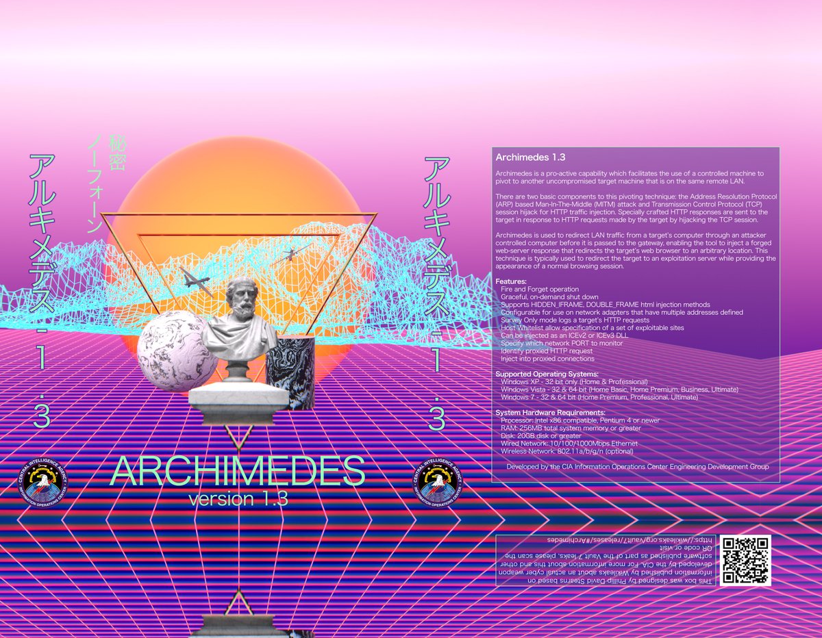 pixelform's tweet image. Open Vault: Vault7

1. Archimedes - Box design for a CIA Cyber espionage tool.
2. Snowy Owl - Box design for a CIA Cyber espionage tool.

phillipstearns.com

#cyberweapons #softwareboxdesign #installationart #cyberwarfare #retail #phillipstearns