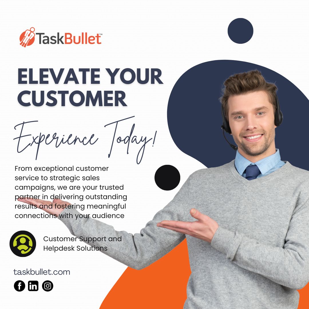 TaskBullet's tweet image. TaskBullet’s call center services: where professionalism meets efficiency. Elevate your customer experience today! 🌟📞
#TaskBullet #Professionalism #Efficiency #CustomerExperience #CallCenterServices