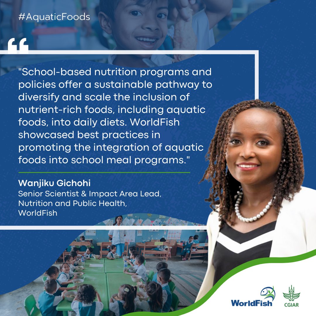 WorldFish (@worldfishcenter) on Twitter photo 📣At the recent CFS 52 side event, <a href="/WanjikuNyawira/">Wanjiku nyawira</a> emphasized the role of school-based nutrition programs and policies as a sustainable pathway to diversify and scale the inclusion of nutrient-rich foods into daily diets.
👉tinyurl.com/WFPub2410l
#AquaticFoods 📣At the recent CFS 52 side event, <a href="/WanjikuNyawira/">Wanjiku nyawira</a> emphasized the role of school-based nutrition programs and policies as a sustainable pathway to diversify and scale the inclusion of nutrient-rich foods into daily diets.
👉tinyurl.com/WFPub2410l
#AquaticFoods