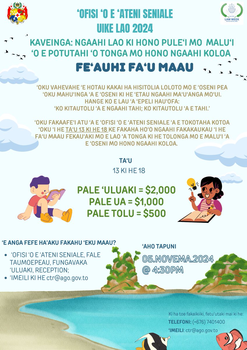 Fe'auhi Fa'u Maau
Poetry Competition
#LawWeek #LawWeek2024