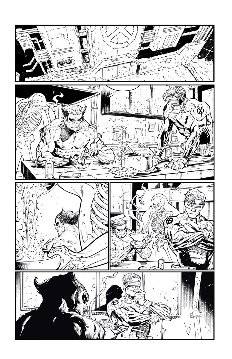 Finished a digital ink sample page over X-Men pencils of Netho Diaz. Lots of fun elements on this one. Done in Procreate.