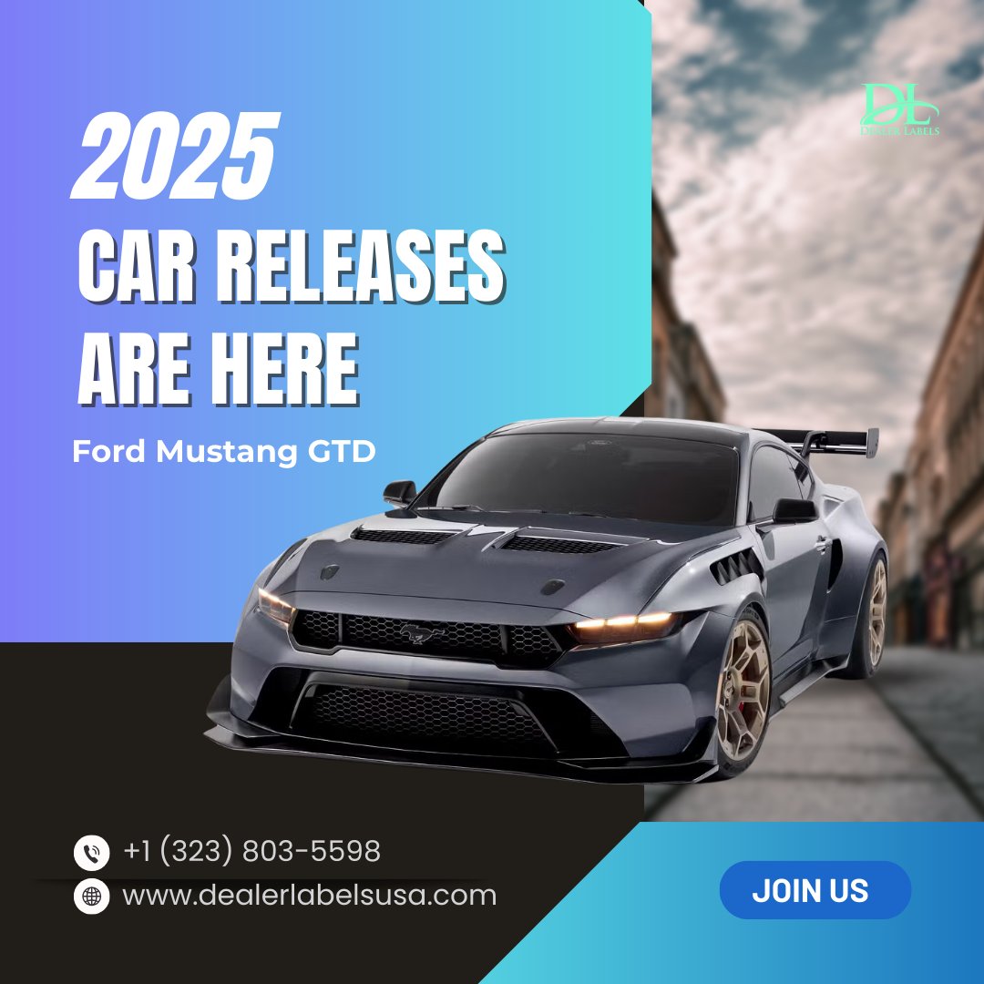 DealerLabels's tweet image. Exciting news for auto enthusiasts! The 2025 Ford Mustang GTD is set to hit the market with over 800 horsepower, making it one of the most powerful Mustangs ever! Who’s ready to rev up?
#AutoDealerships #BuyersGuides #dealershiptools #dealerlabels #paperlessdealership #carsofusa