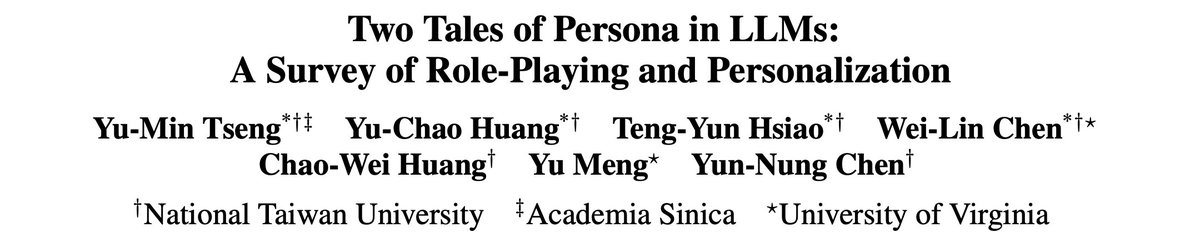 Yu-Min Tseng (@ym_tseng) on Twitter photo 🛎 Thrilled to share that our LLM Persona survey paper is accepted to #EMNLP 2024 Findings and <a href="/customnlp4u/">CustomNLP4U 2024</a> workshop! Hooray! 🎊
See you in Miami~✈️
🧵 (1/6) 🛎 Thrilled to share that our LLM Persona survey paper is accepted to #EMNLP 2024 Findings and <a href="/customnlp4u/">CustomNLP4U 2024</a> workshop! Hooray! 🎊
See you in Miami~✈️
🧵 (1/6)