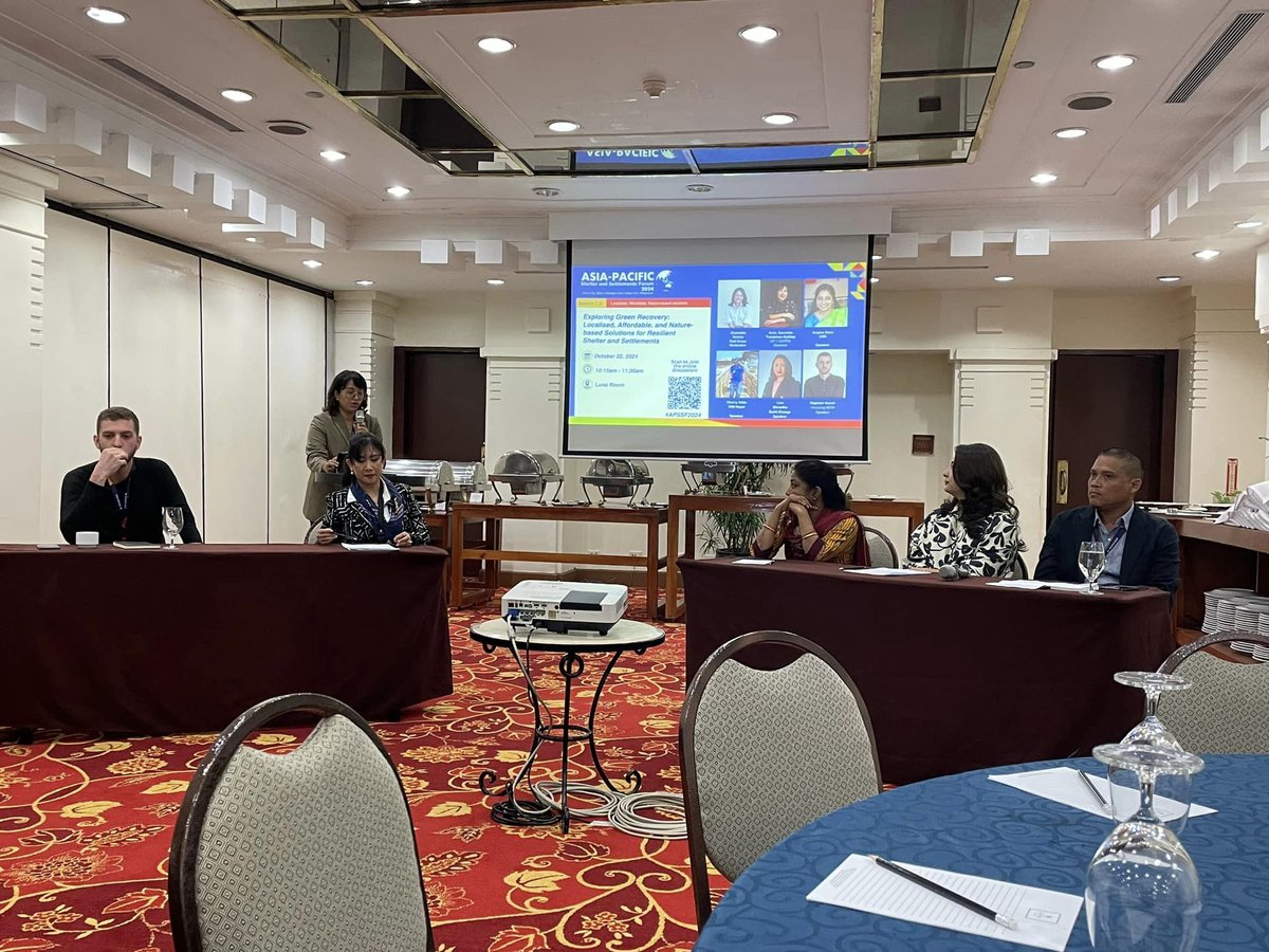 BuildChangePH's tweet photo. In her session, Liva, together with the rest of the panel, examined the benefits of strengthening existing homes over new construction by presenting evidences from projects in Asia, the Pacific, Latin America, and the Caribbean. #APSSF2024 https://t.co/m3wej1nWiA
