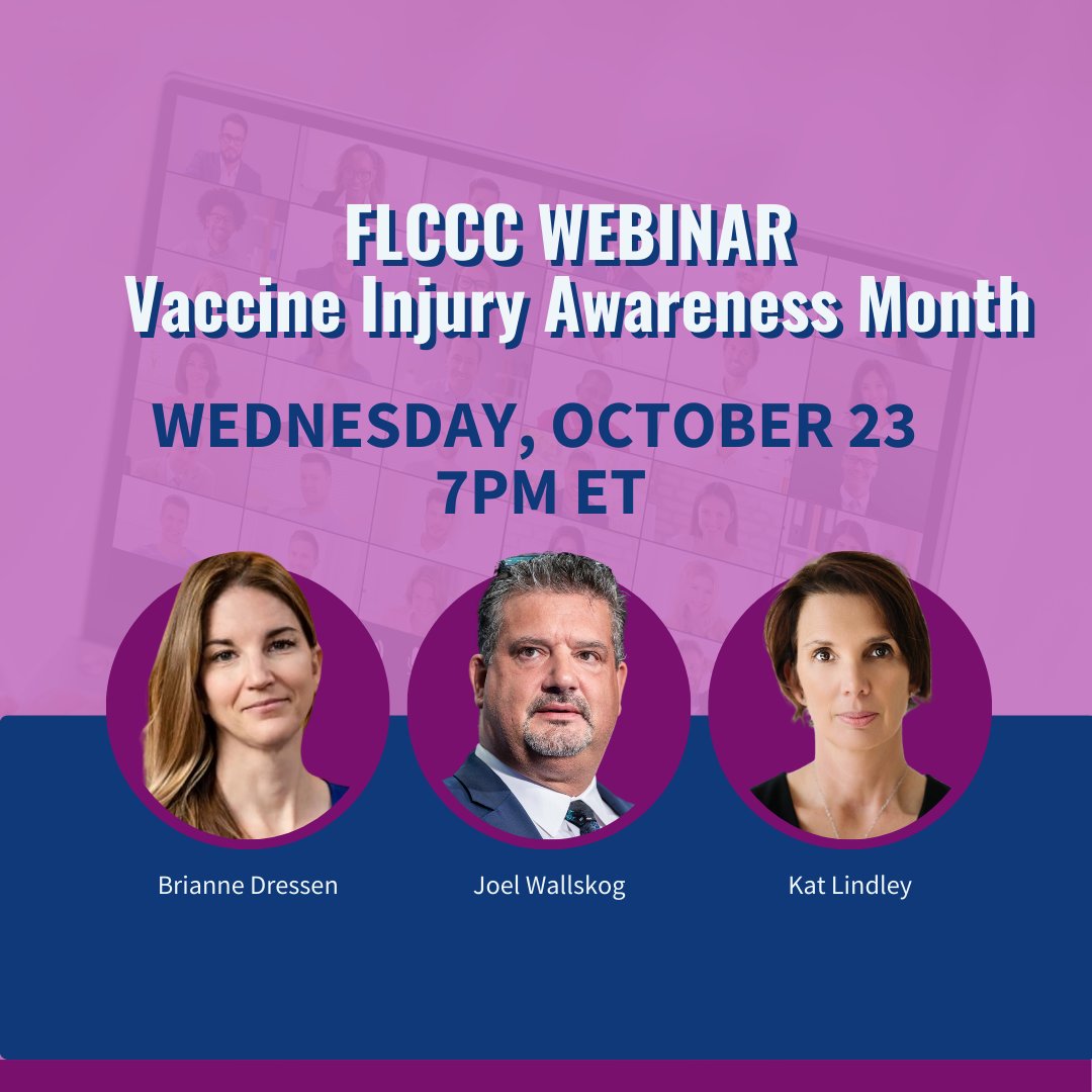 This Wednesday, React19's own Joel Wallskog and Brianne Dressen will be special guests on the FLCCC Webinar, diving deep into the critical topic of vaccine injury and giving the latest updates on the state of vaccine injury.

As we recognize Vaccine Injury Awareness Month, join