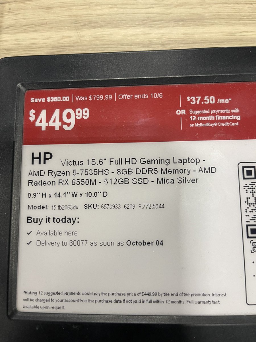 FatBoyHappy's tweet photo. @BestBuySupport I was really disappointed at one of your stores. I came in to get an antenna, saw a laptop on sale The salesperson went to get it but told me it’s no longer on sale since 10-6-24. I was upset He said the tag was broken. I think the price should have been honored. https://t.co/TkA2IDREVx