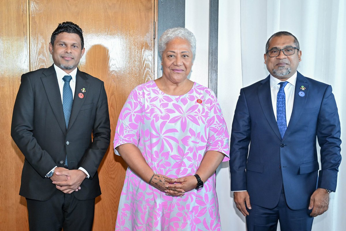 Vice President His Excellency Uz <a href="/HucenSembe/">Hussain Mohamed Latheef</a> calls on the Prime Minister of Samoa, Hon. Fiamē Naomi Mata’afa. The Vice President conveyed his gratitude to the Prime Minister for the warm hospitality extended to the delegation, and the excellent preparations made to ensure the