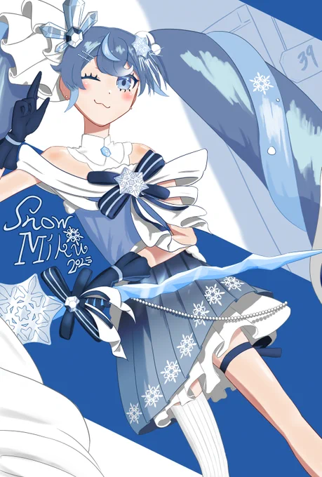 プリン紙さんの雪ミクさん!パチッとウインクしているのがキュートだホー!(*^。^*)杖を持って、ステキな魔法をかけてくれそうだホー!【】 #piapro #初音ミク #雪ミク 