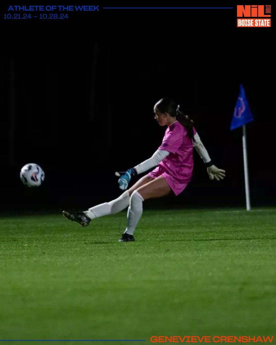 BoiseStateNIL's tweet photo. 🚨Athlete of the Week🚨
Genevieve Crenshaw has been named MW Defensive Player of the week for the 2nd time this season! ⚽️
#gobroncos #boisestatenil https://t.co/43nmDoZrMQ