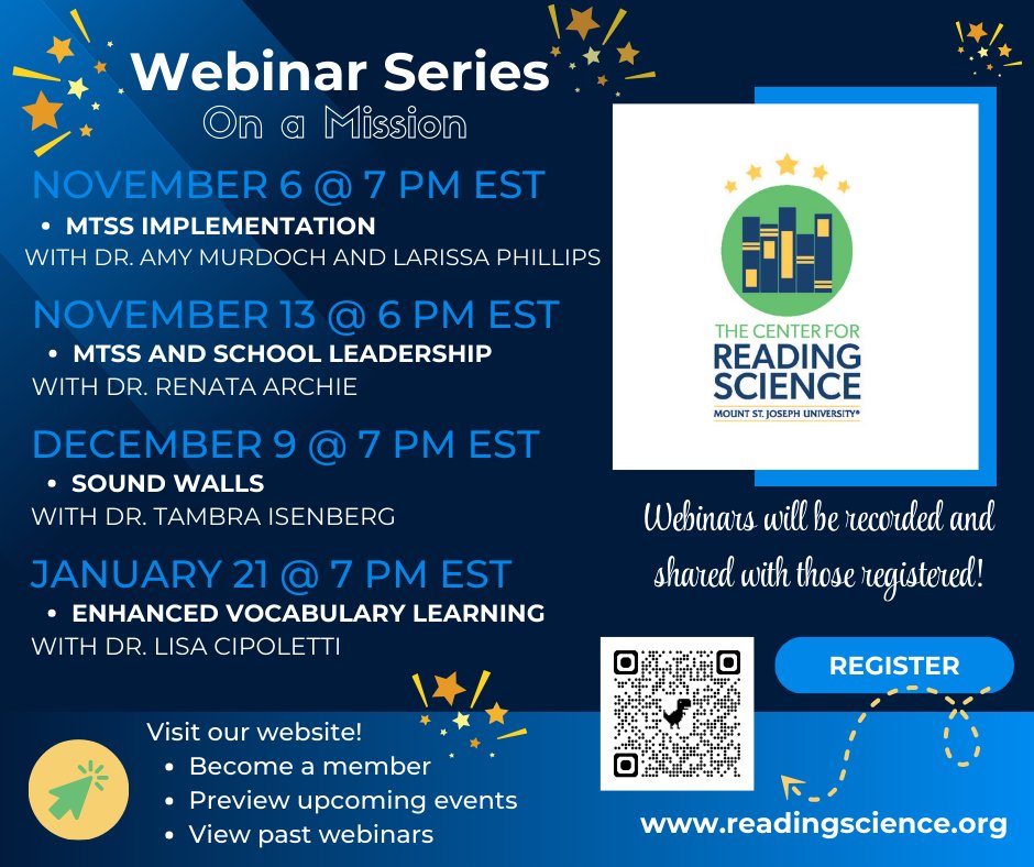 Please join us for an MSJ Center for Reading Science webinar series Nov-Jan! readingscience.org/events-1