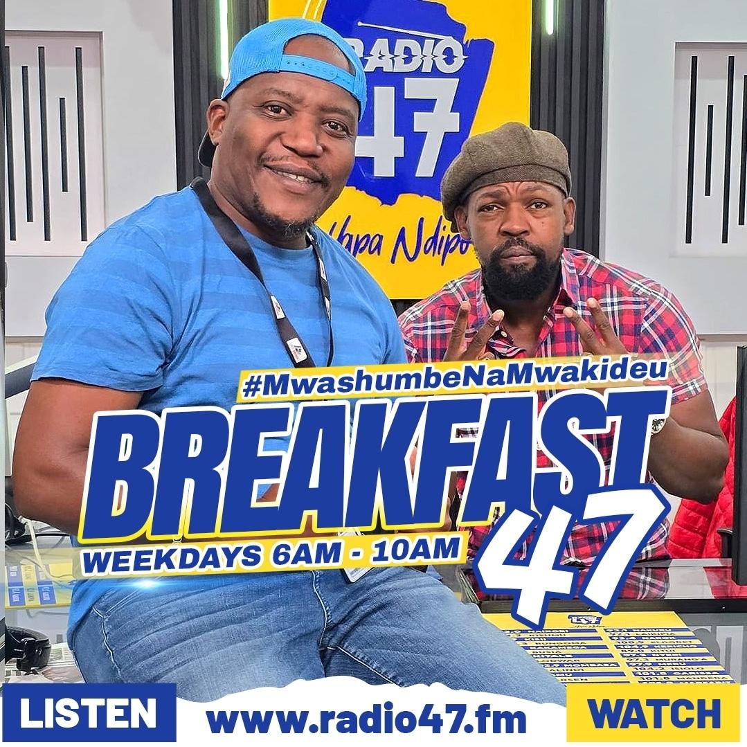 Good morning Fam❤, karibu ndani ya Breakfast 47 show kuanzia 6am-10am, with the BigBoyz of Radio #MwashumbeNaMwakideu. Unategea Breakfast show ukiwa wapi?
#HapaNdipo