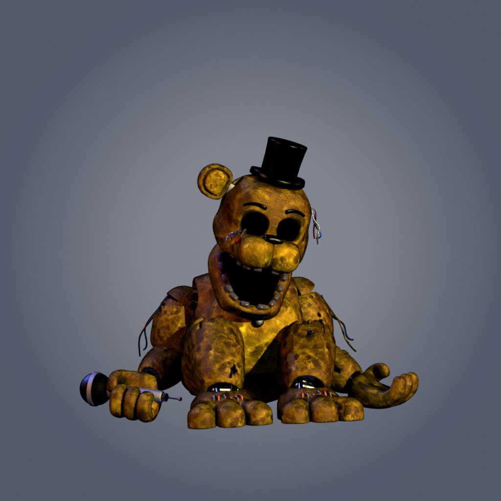 Hi from golden Freddy! Homemade suit from everyday items and a whole lot of  hot glue! Made by 14 year old daughter., image size:1024x1024