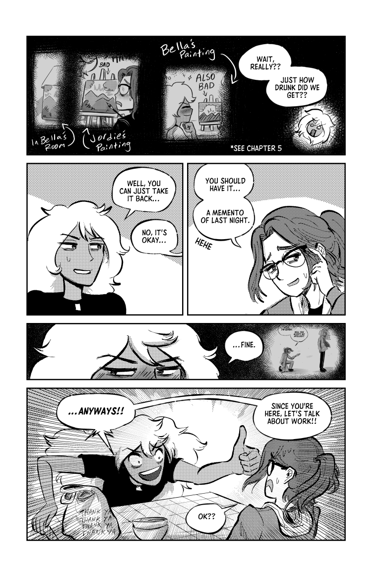 Paint Nothing!! Chapter 7 finally posted! Volume 2 had been heavily delayed by my move in June, but I'm happy to be back on the grind now!

Read previous chapters here: ariavillafranca.com/paint-nothing
(will also link the previous threads at the end of this thread)

1/3 🖌️