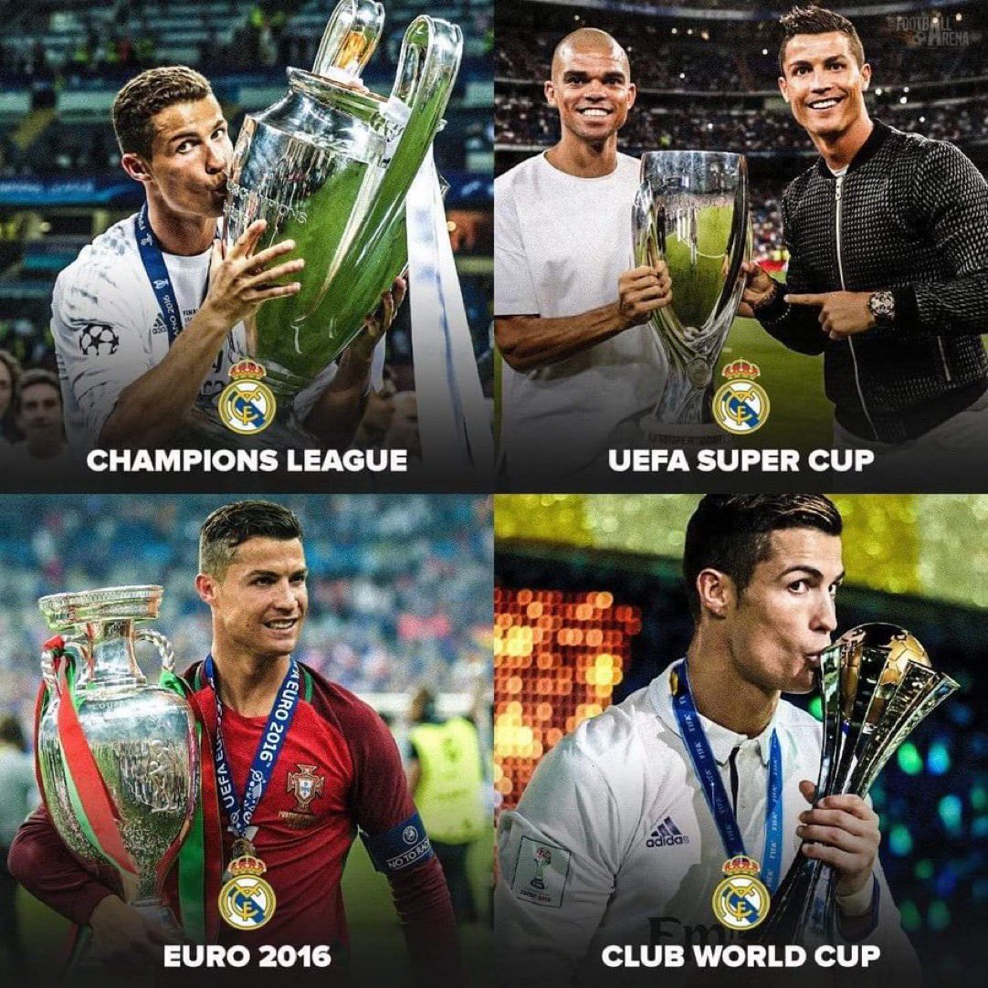 In 2016, Cristiano Ronaldo finished the year with more trophies (4) than games lost (3)