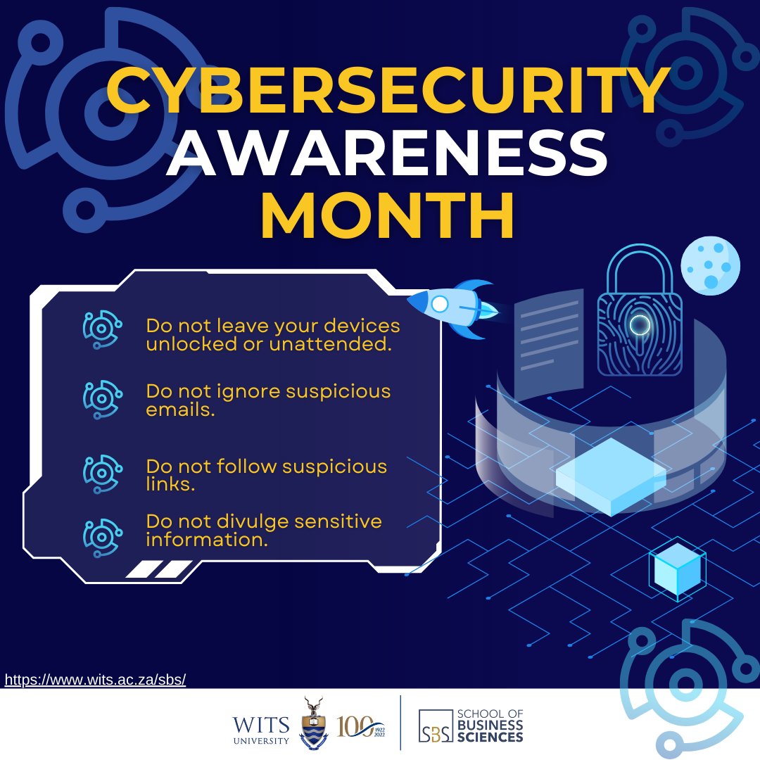 Just like personal hygiene, good cyber hygiene is essential. Regularly update your software, back up your data, and use antivirus protection to minimize digital risks. Small actions make a big impact. #SecureOurWorld #CyberSecurityMonth #StaySafeOnline #WitsForGood
