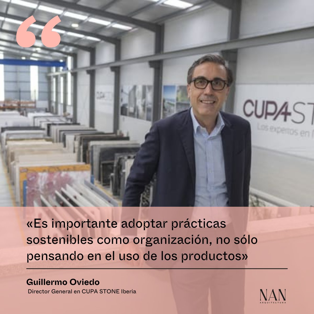 NAN Arquitectura (@nanarquitectura) on Twitter photo Guillermo Oviedo Teijelo es Director General en <a href="/CUPASTONE/">CUPA STONE</a> Iberia, líder en el sector de la piedra natural. Desde <a href="/nanarquitectura/">NAN Arquitectura</a> hablamos con él para conocer su perspectiva en sostenibilidad y futuro del sector.
i.mtr.cool/kywhhtsrwt Guillermo Oviedo Teijelo es Director General en <a href="/CUPASTONE/">CUPA STONE</a> Iberia, líder en el sector de la piedra natural. Desde <a href="/nanarquitectura/">NAN Arquitectura</a> hablamos con él para conocer su perspectiva en sostenibilidad y futuro del sector.
i.mtr.cool/kywhhtsrwt