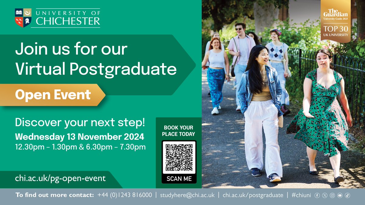 Are you considering postgraduate study? Don’t miss this exciting opportunity! Join us for a virtual Postgraduate Open Event where I’ll be giving a talk on Postgraduate opportunities in Sport and Exercise.

Book here: bit.ly/3BJDLtN