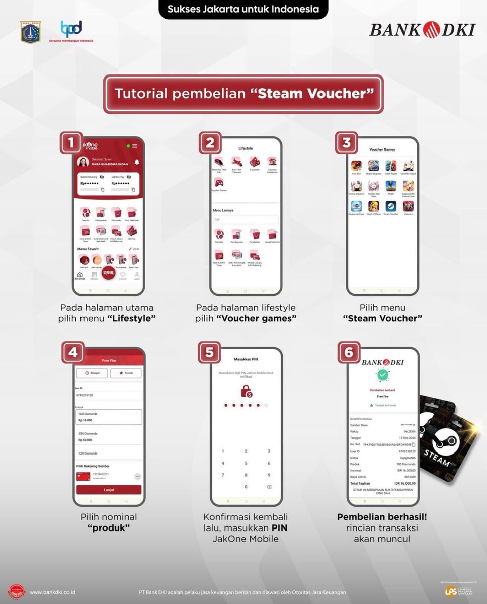 Sekarang, kamu bisa isi ulang Steam Wallet langsung dari fitur Lifestyle di JakOne Mobile. Jadi, main game favoritmu tanpa ribet!  💳🎮 #TopUpSteamWallet #JakOneMobile #BankDKI #LifestyleApps