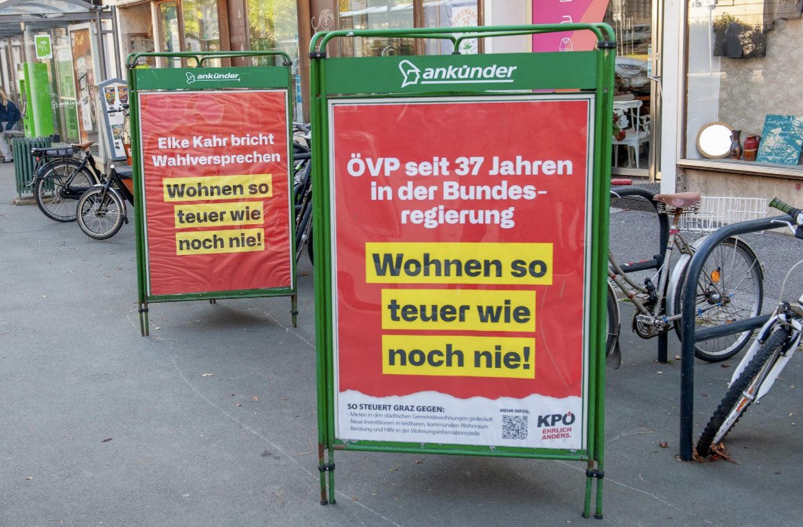 Die <a href="/KPGraz/">KPÖ Graz</a> versucht durch sogenannte „Aufklärungsplakate“ von ihrem Versagen in der Wohnungspolitik in Graz abzulenken. Anscheinend wird da langsam jemand nervös 😉 
#graz #kpö #grazervolkspartei #elkekahr