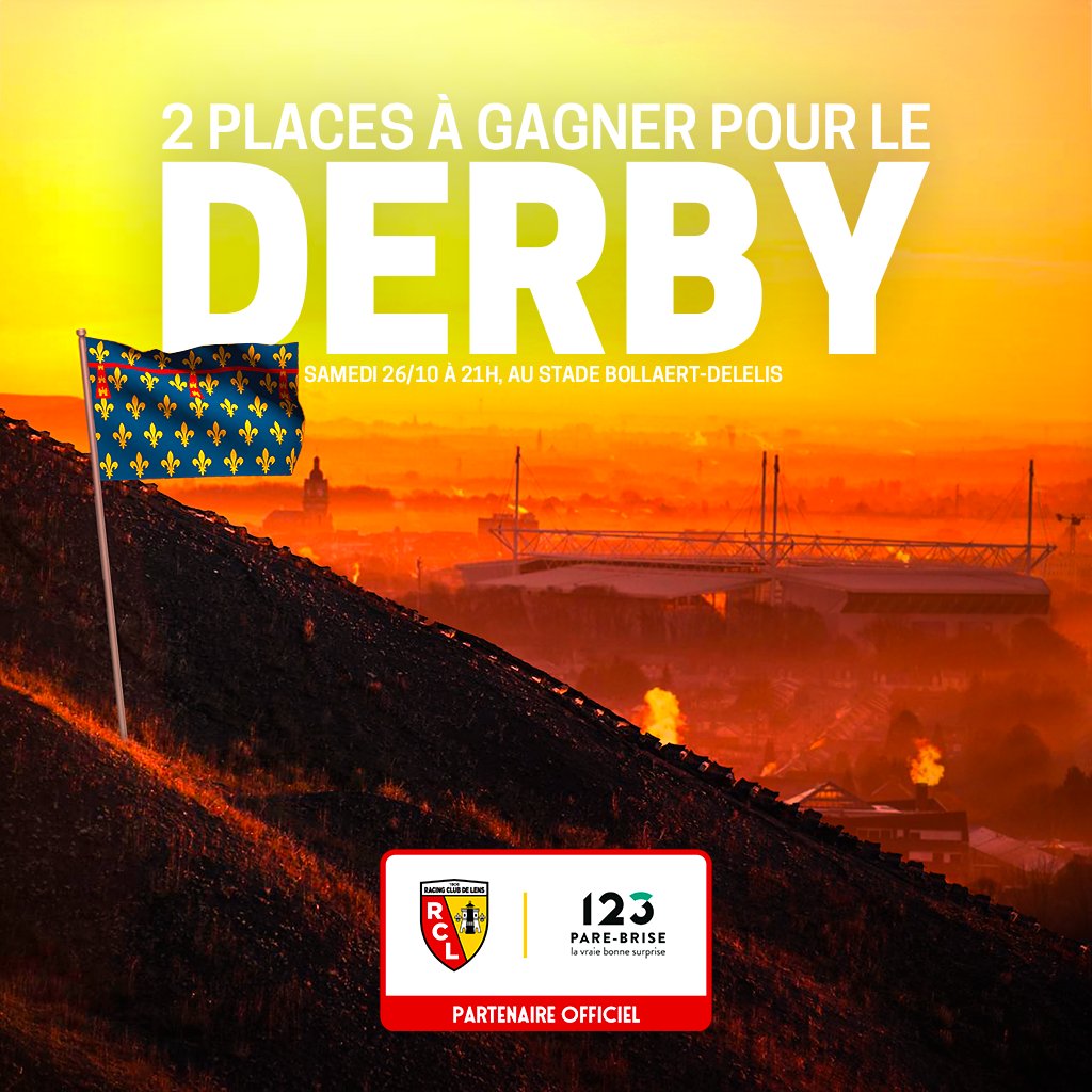 J-3 avant le derby 🔴🟡

On a 2 places à vous faire gagner la team ! Pour participer :

1⃣ RT + Follow <a href="/123PareBrise/">123 Pare-Brise aime le sport</a>
2⃣ Identifie un(e) pote en commentaire

TAS vendredi à 14h,
Bonne chance à tous 🍀

#RCLens #RCLLOSC #Derby #Ligue1 #Ligue1McDonalds #123PareBrise #Concours
