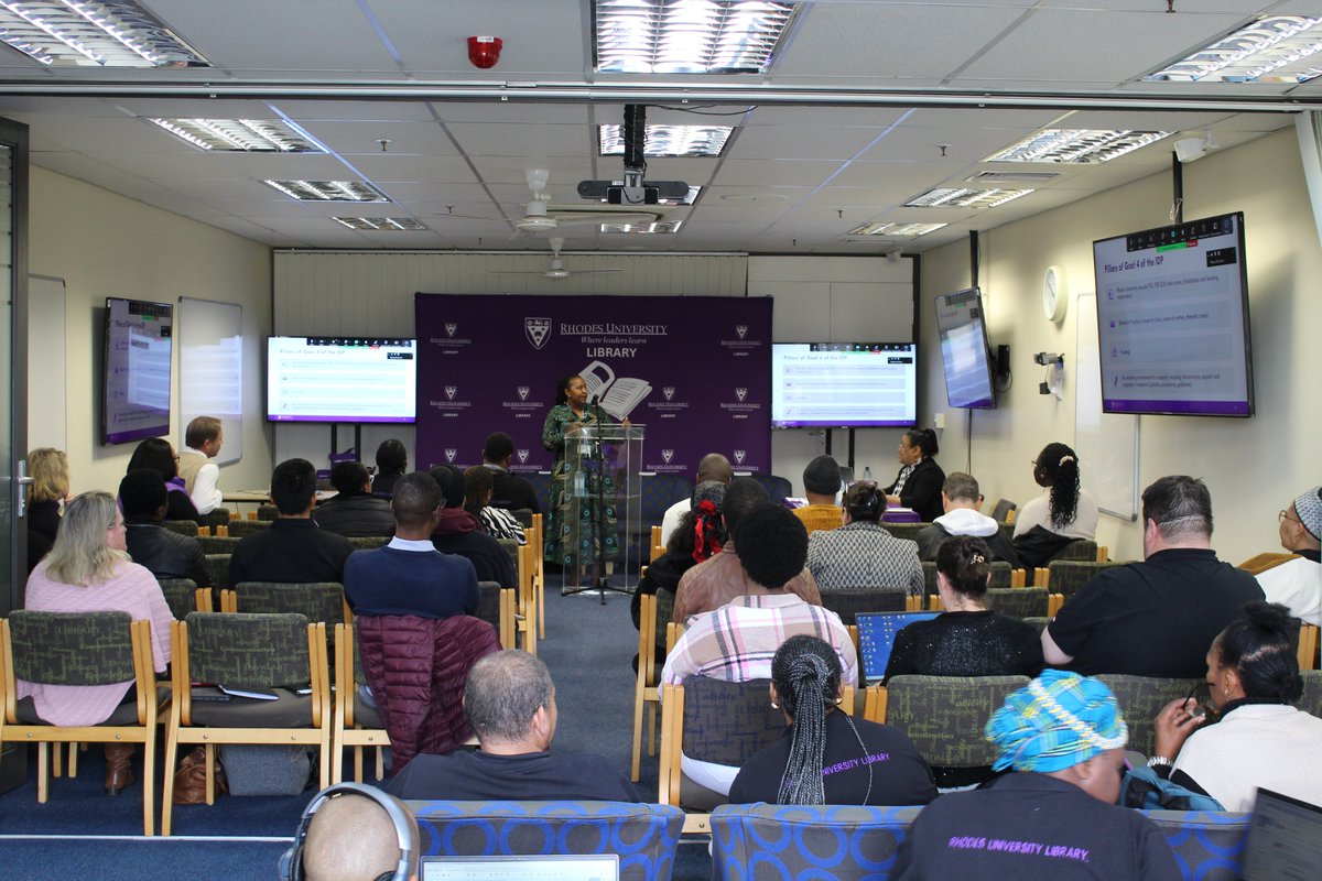 RhodesLibrary's tweet image. Our Research Day has begun! The Library Director welcomed attendees, and the Programme Director introduced the DVC of Research &amp;amp; Innovation. In her keynote, the DVC highlighted the future of research and the power of collaboration.