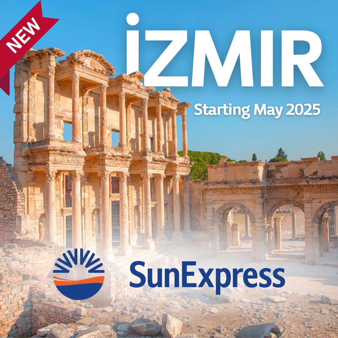 It may not be Christmas yet, but we've got your Turkey a little early this year! 😉

Today, we're announcing our newest route for Summer 2025 - İzmir! 🇹🇷 

Operated by <a href="/SunExpress/">SunExpress</a>, the service will operate twice weekly (Wed, Sat) and starts next May! ✈️

#LoveTakingOff #NewRoute