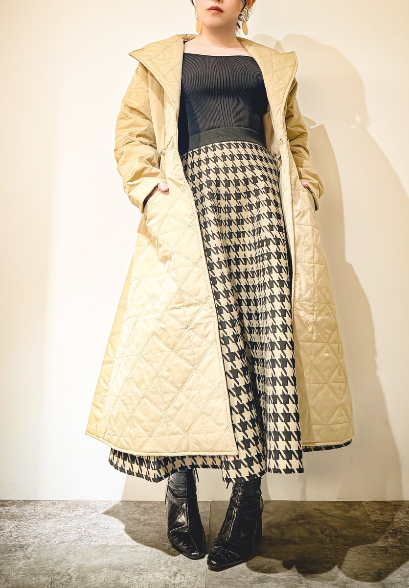 丸洗いできるエレガント系キルティングコート出るわよ…！ ウエストは