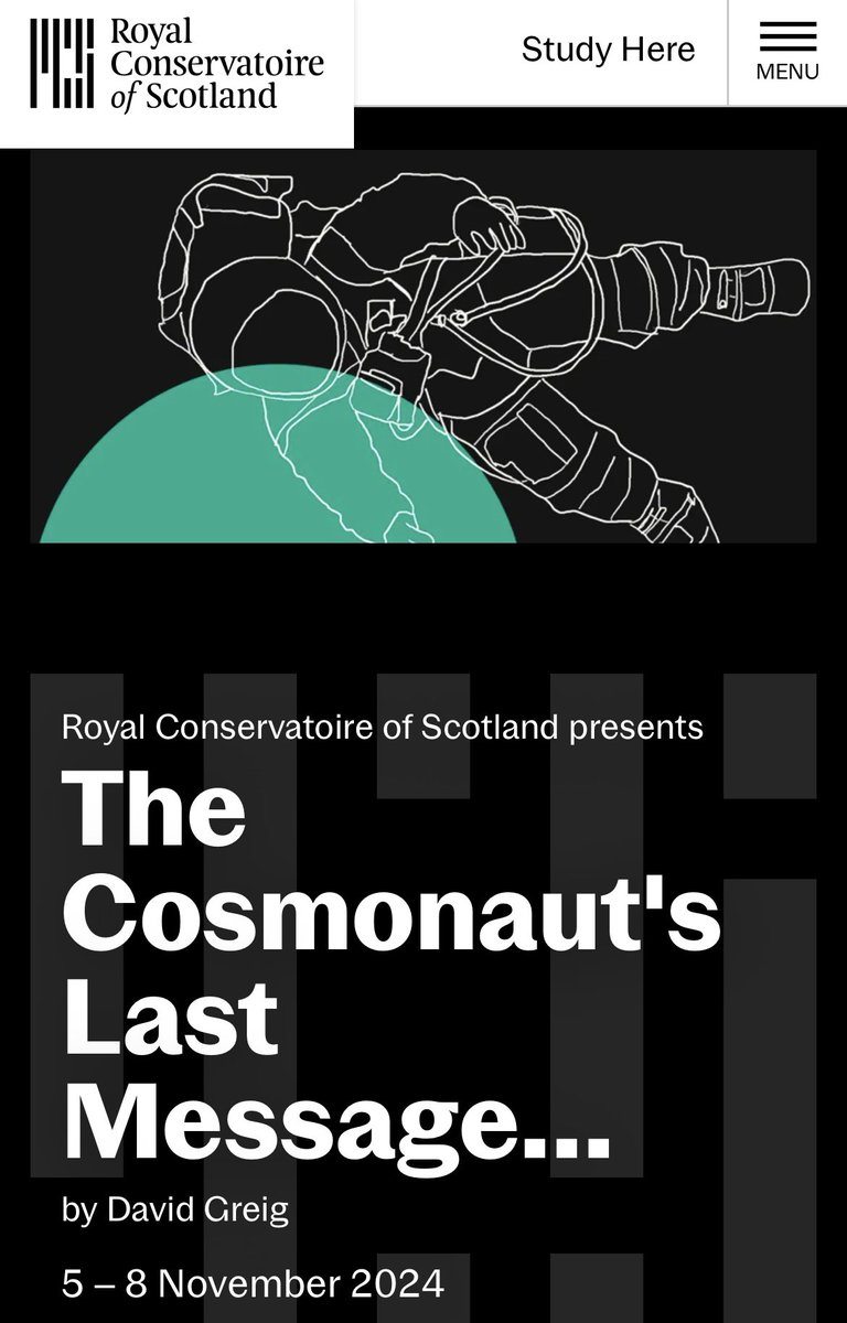 Jack Webb (@iamjackwebb) on Twitter photo We open the Cosmonaut’s Last Message To The Woman He Once Loved In the Former Soviet Union by David Greig in 2 weeks at <a href="/RCStweets/">Royal Conservatoire of Scotland</a>
Directed by @Spectatoreab
✨ 🌎 💔💫
rcs.ac.uk/whats-on/the-c… We open the Cosmonaut’s Last Message To The Woman He Once Loved In the Former Soviet Union by David Greig in 2 weeks at <a href="/RCStweets/">Royal Conservatoire of Scotland</a>
Directed by @Spectatoreab
✨ 🌎 💔💫
rcs.ac.uk/whats-on/the-c…