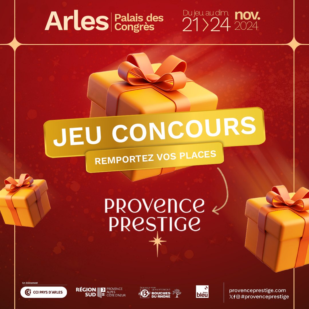 🎁 Jeu concours 30 ans Provence Prestige ! 

🎟 Gagnez 2 places pour vivre la magie de Noël avec nous du 21 au 24 novembre !

Pour participer :
1️⃣ Likez ce tweet ❤
2️⃣ Mentionner en commentaire la personne avec qui vous aimeriez venir 👫
3️⃣ Abonnez-vous à notre compte ✅