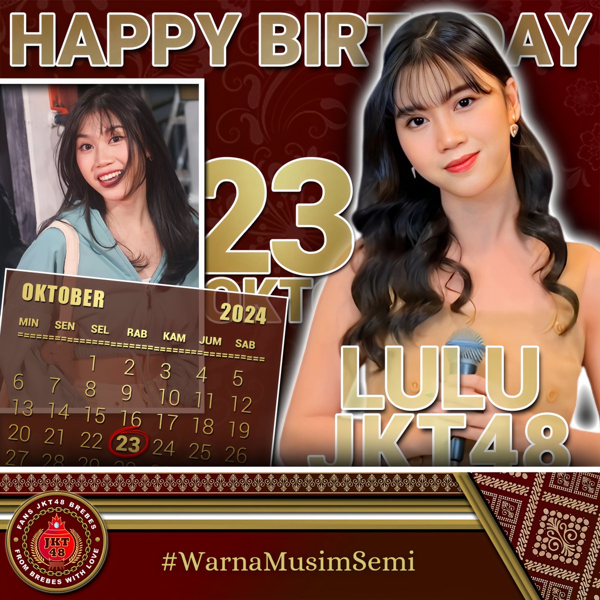 Selamat ulang tahun <a href="/A_LuluJKT48/">Lulu Salsabila</a>, Semoga panjang umur, sehat selalu, dan karirmu di JKT48 serta di dunia entertainment makin bersinar 🥳

#WarnaMusimSemi #48brebessalawase