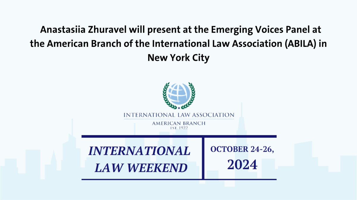 We are delighted to announce that our doctoral researcher <a href="/_zhuravel_a/">Anastasiia Zhuravel</a> will present her research at the emerging voices panel <a href="/ABILA_official/">ABILA</a> #ILW2024 in NY and discuss the changing landscape of international legal practices 🌟
Review the programme 👇
tinyurl.com/3c5wu9su